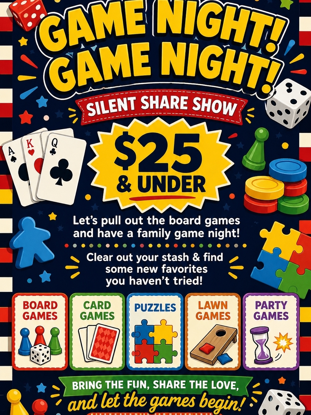 05/09/16 Join Us For A 🎲GAME NIGHT ♟️themed SILENT share show!